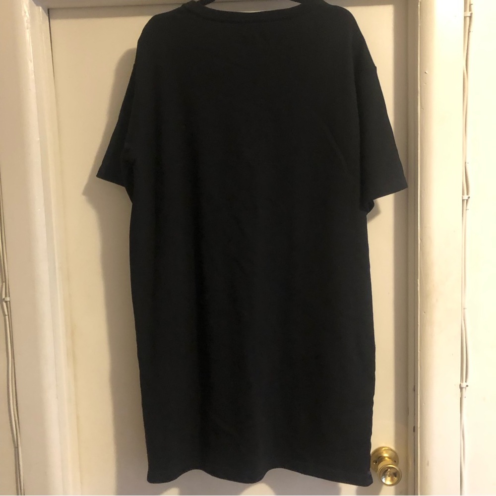 ❤️NWT 7 for All Mankind Oversized T-shirt Dress Terry Cloth Chest Pocket Black M - Picture 5 of 9
